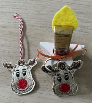 ITH-Stickdatei Schlüsselanhänger Rentierkopf